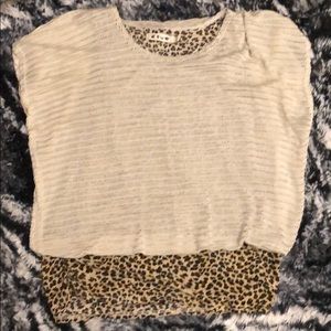 Tan and leopard thin sweater